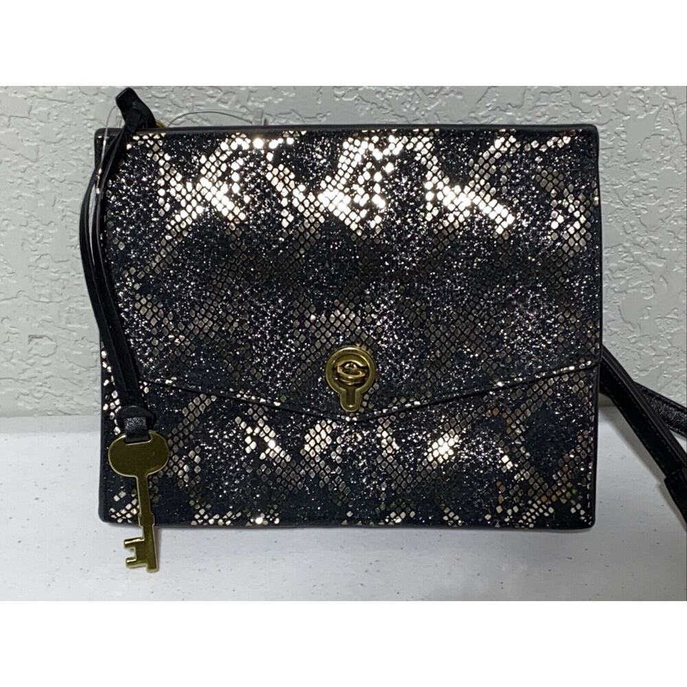 Fossil Stevie Small Crossbody Silver Metallic Leather ZB7863043 NEW Retail $138